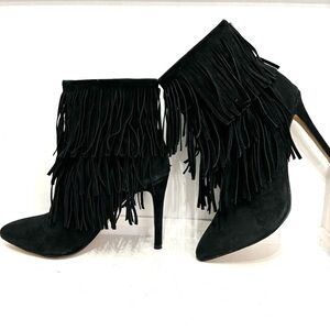Steve Madden Flapper Black Suede Fringed Boots Sz 7M